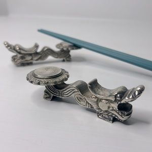 Vintage 🐲 Dragon Shaped Chopstick Rests Set of Two Sushi Dining Utensil Holders